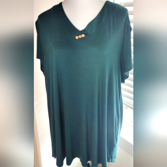 💸$10 U.Vimade Women's 3X Tunic Top V-neck Petal Split Sleeve [EUC] - Picture 1 of 3